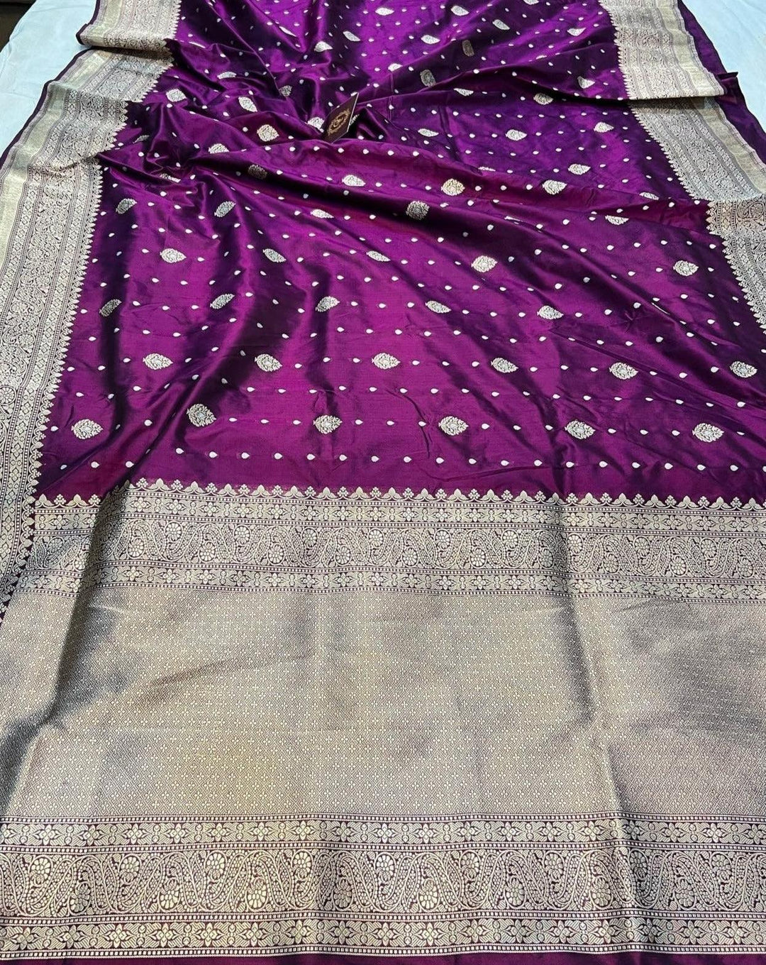 Wine Pure Banarasi Handloom Katan Silk Saree - Aura Benaras
