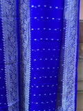 ROYAL BLUE BANARASI HANDLOOM KHADDI CHIFFON DUPATTA - Aura Benaras
