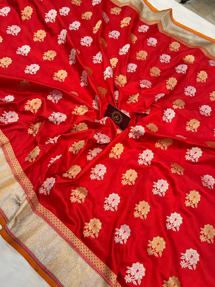 Red Kadhua Banarasi Handloom Katan Silk Saree