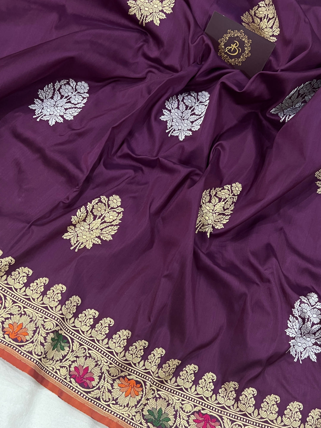 Wine Kadhua Banarasi Handloom Katan Silk Saree - Aura Benaras