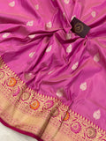 Bright Pink Kadhua Banarasi Handloom Katan Silk Saree - Aura Benaras
