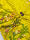 Yellow Kadwa Handwoven Muslin Cotton Saree - Aura Benaras