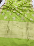 Parrot Green Banarasi Handloom Katan Silk Saree - Aura Benaras
