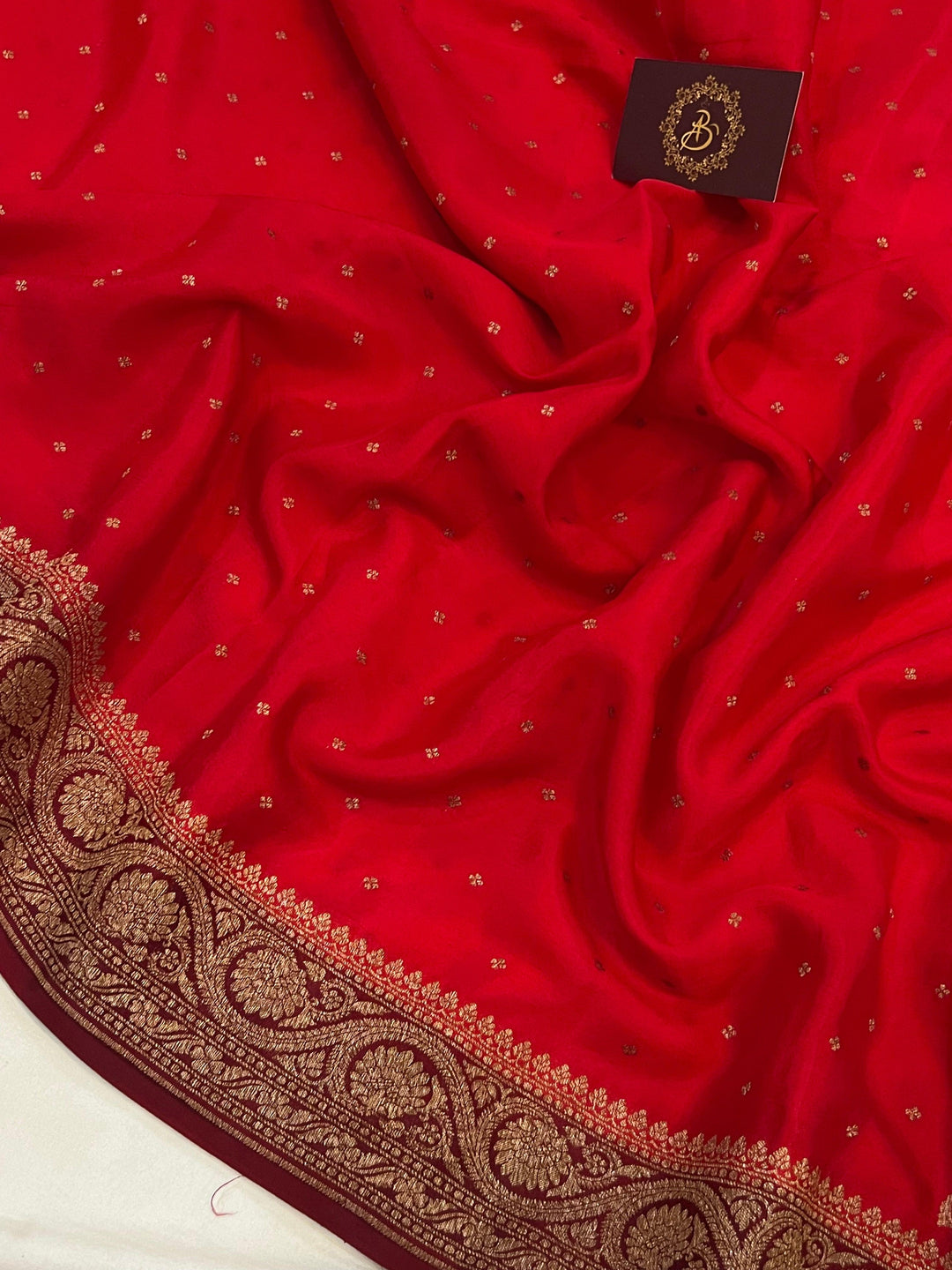 Red Pure Banarasi Khaddi Crepe Silk Saree - Aura Benaras