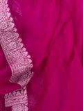 Pink Buta Khaddi Chiffon Banarasi Handloom Saree - Aura Benaras