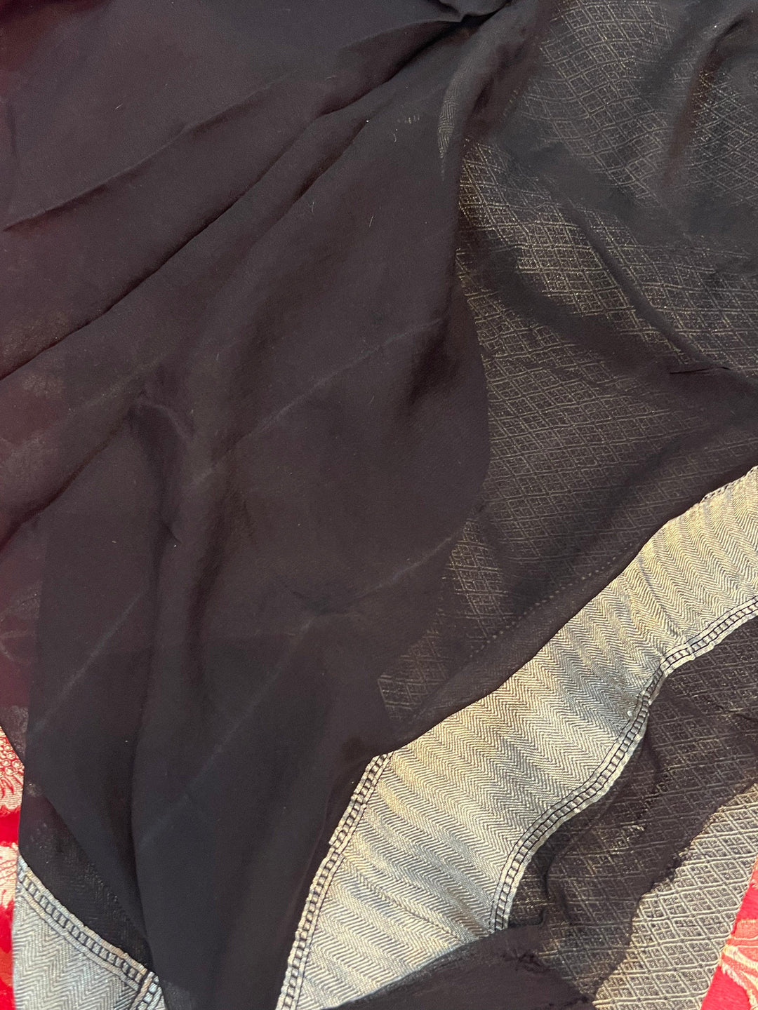 Red Pure Banarasi Handloom Khaddi Georgette Saree - Aura Benaras