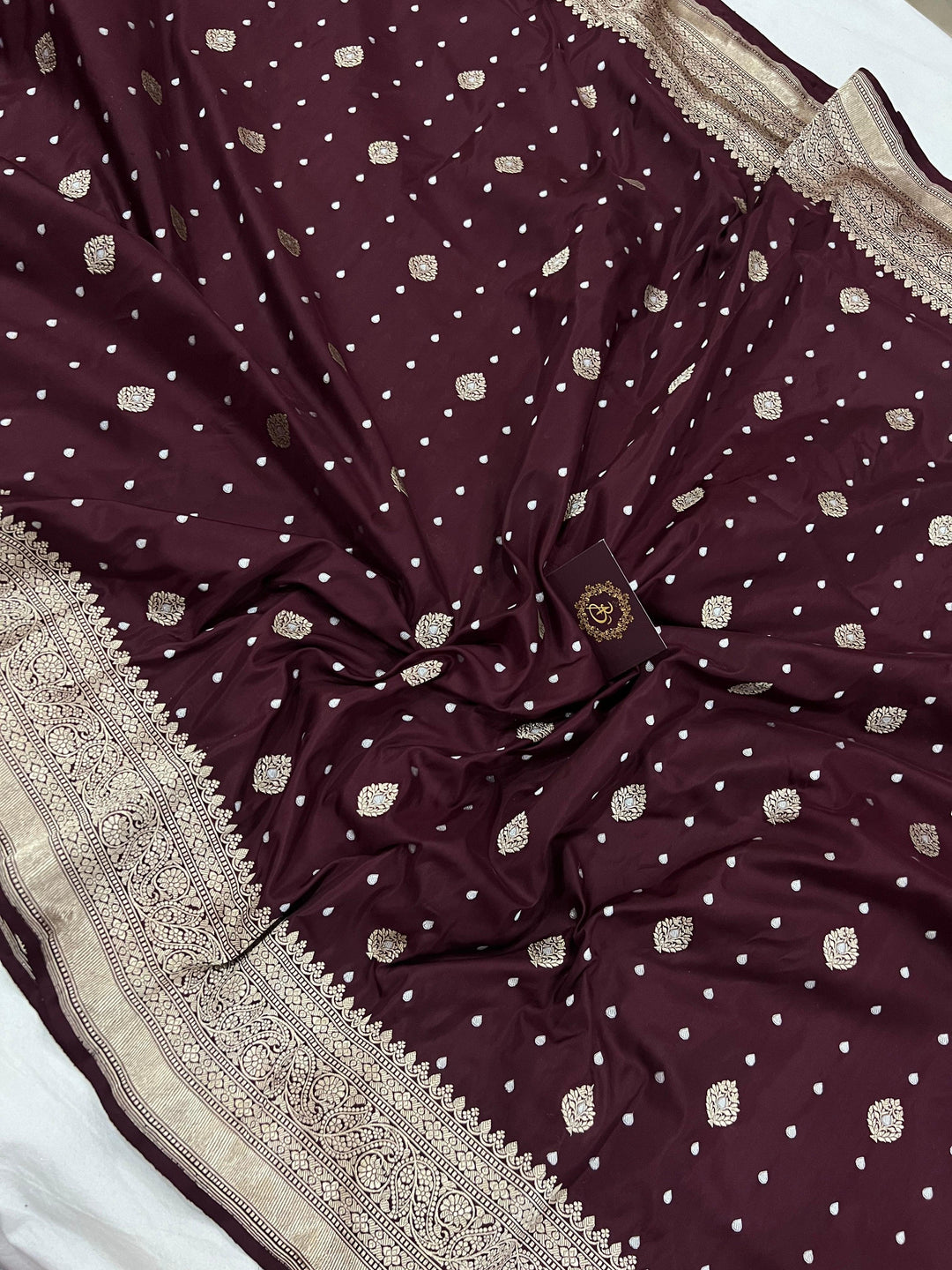 Deep Brown Pure Banarasi Handloom Katan Silk Saree - Aura Benaras