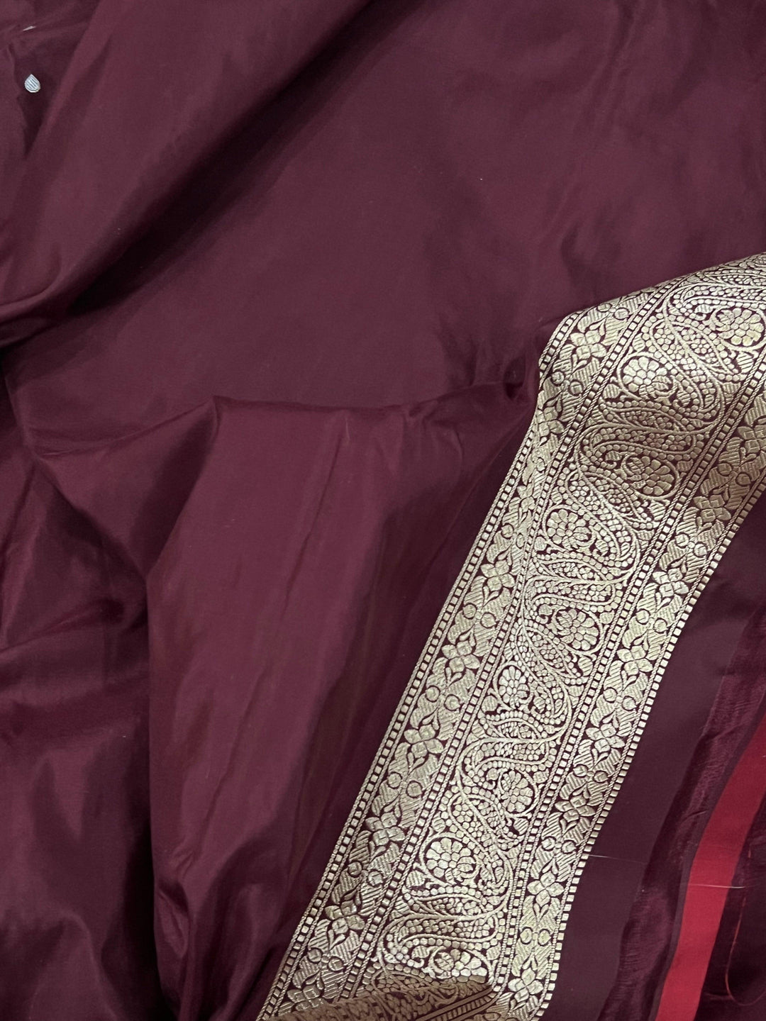 Deep Brown Pure Banarasi Handloom Katan Silk Saree - Aura Benaras