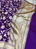 Deep Purple Pure Banarasi Handloom Katan Silk Saree - Aura Benaras