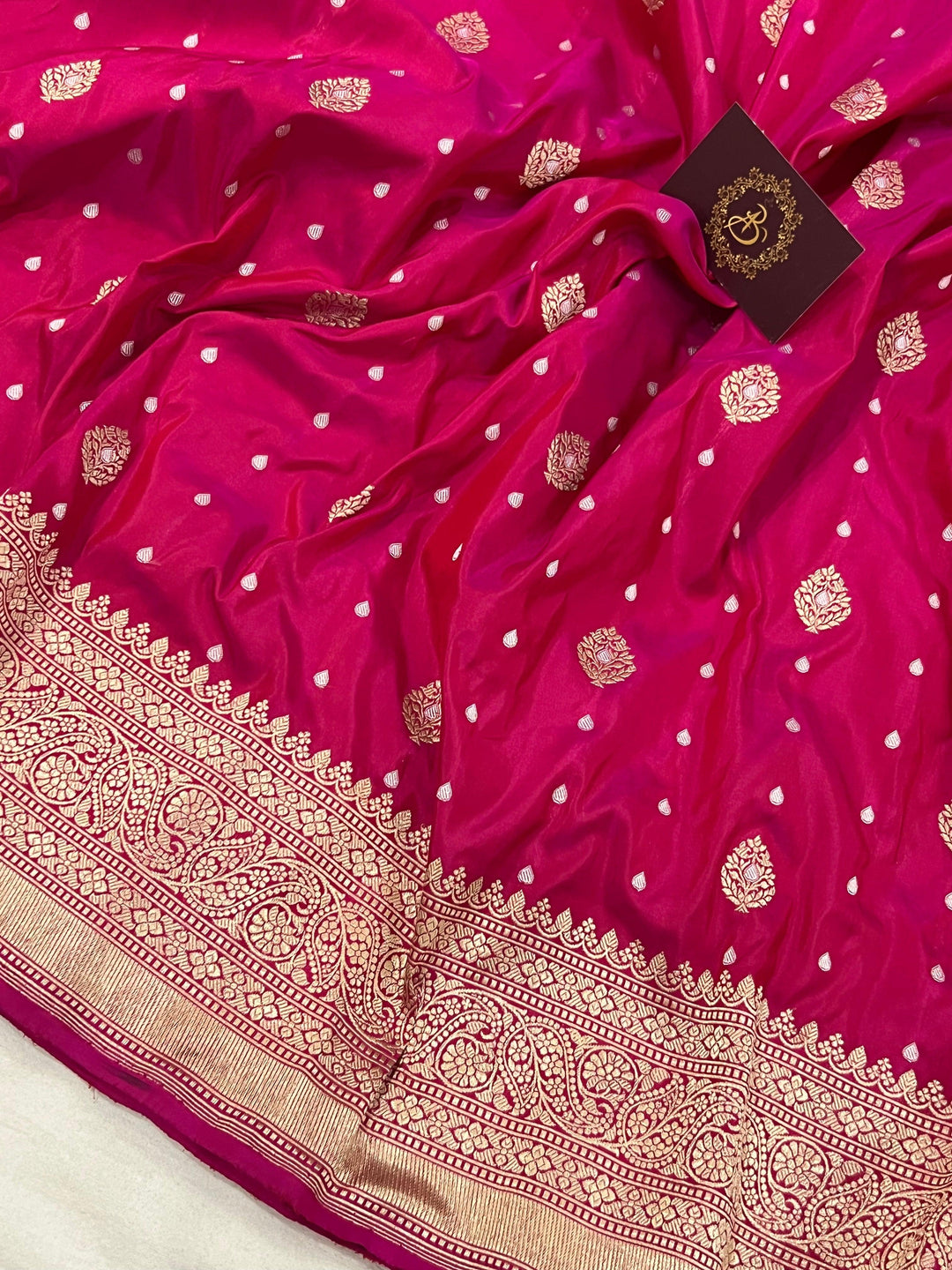 Rani Pink Pure Banarasi Handloom Katan Silk Saree - Aura Benaras
