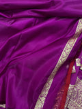 Purple Banarasi Handloom Soft Silk Saree - Aura Benaras