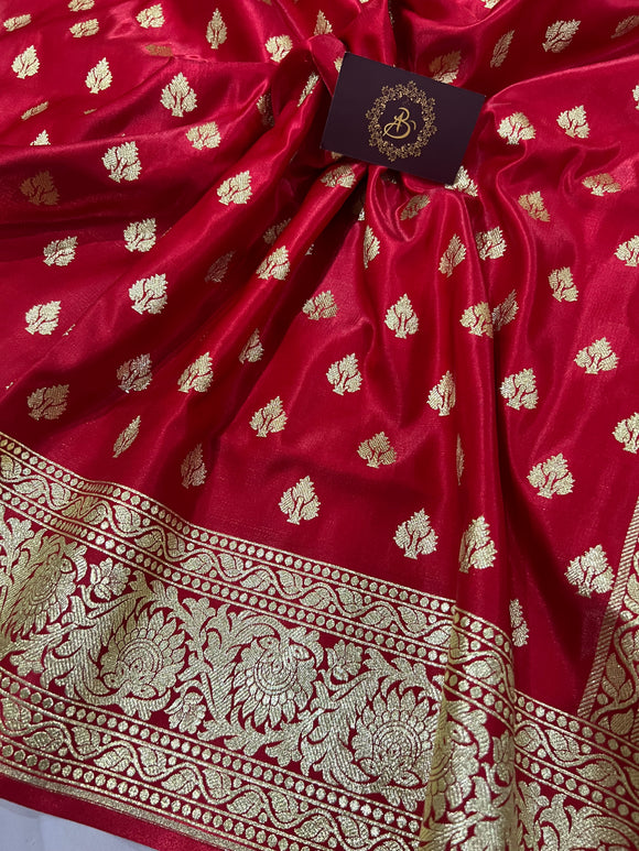 Red Banarasi Handloom Soft Silk Saree