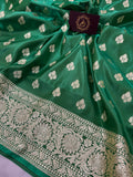 Bottle green Banarasi Handloom Soft Silk Saree