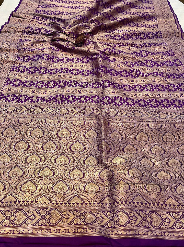 Purple Pure Banarasi Handloom Katan Silk Saree - Aura Benaras