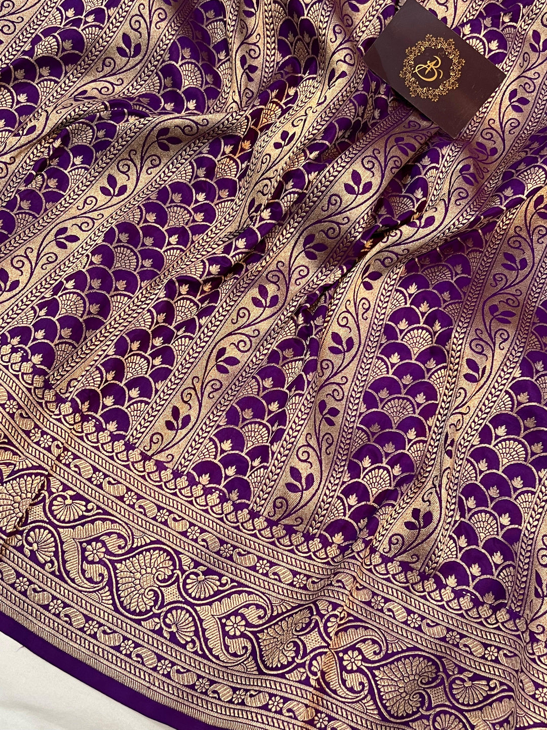 Purple Pure Banarasi Handloom Katan Silk Saree - Aura Benaras