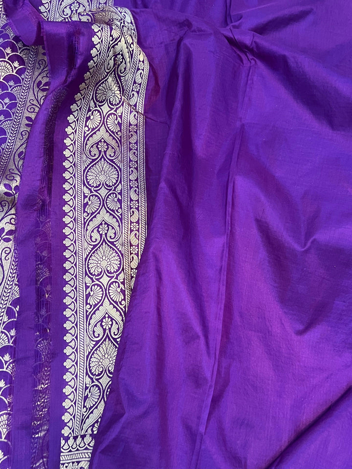 Purple Pure Banarasi Handloom Katan Silk Saree - Aura Benaras