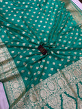 Sea Green Banarasi Handloom Soft Silk Saree - Aura Benaras