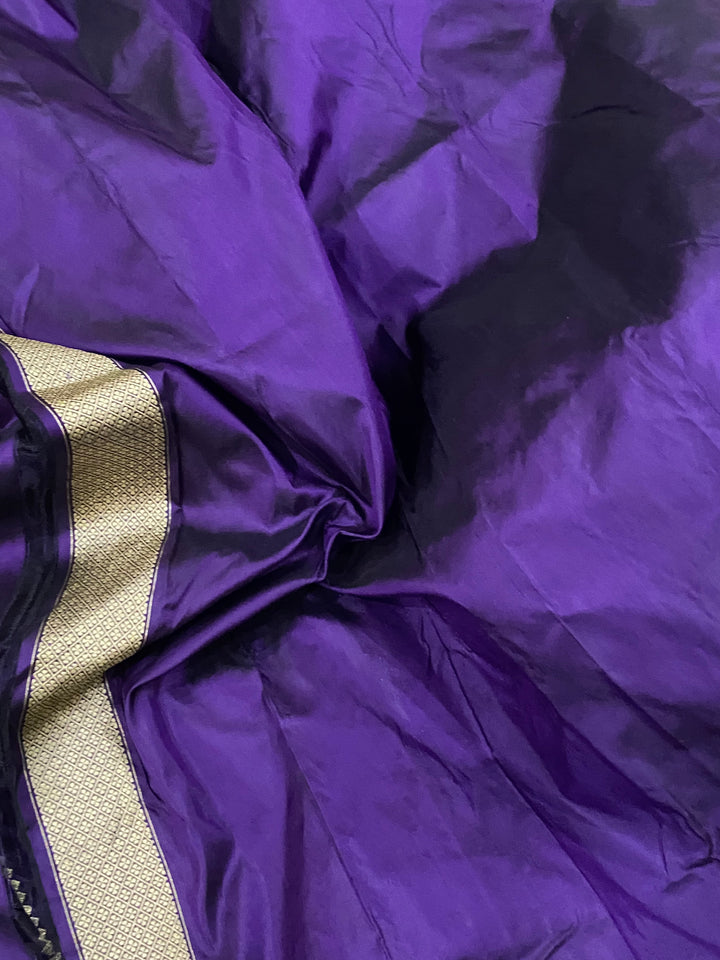 Purple Jaal Pure Banarasi Handlloom Katan Silk Saree - Aura Benaras
