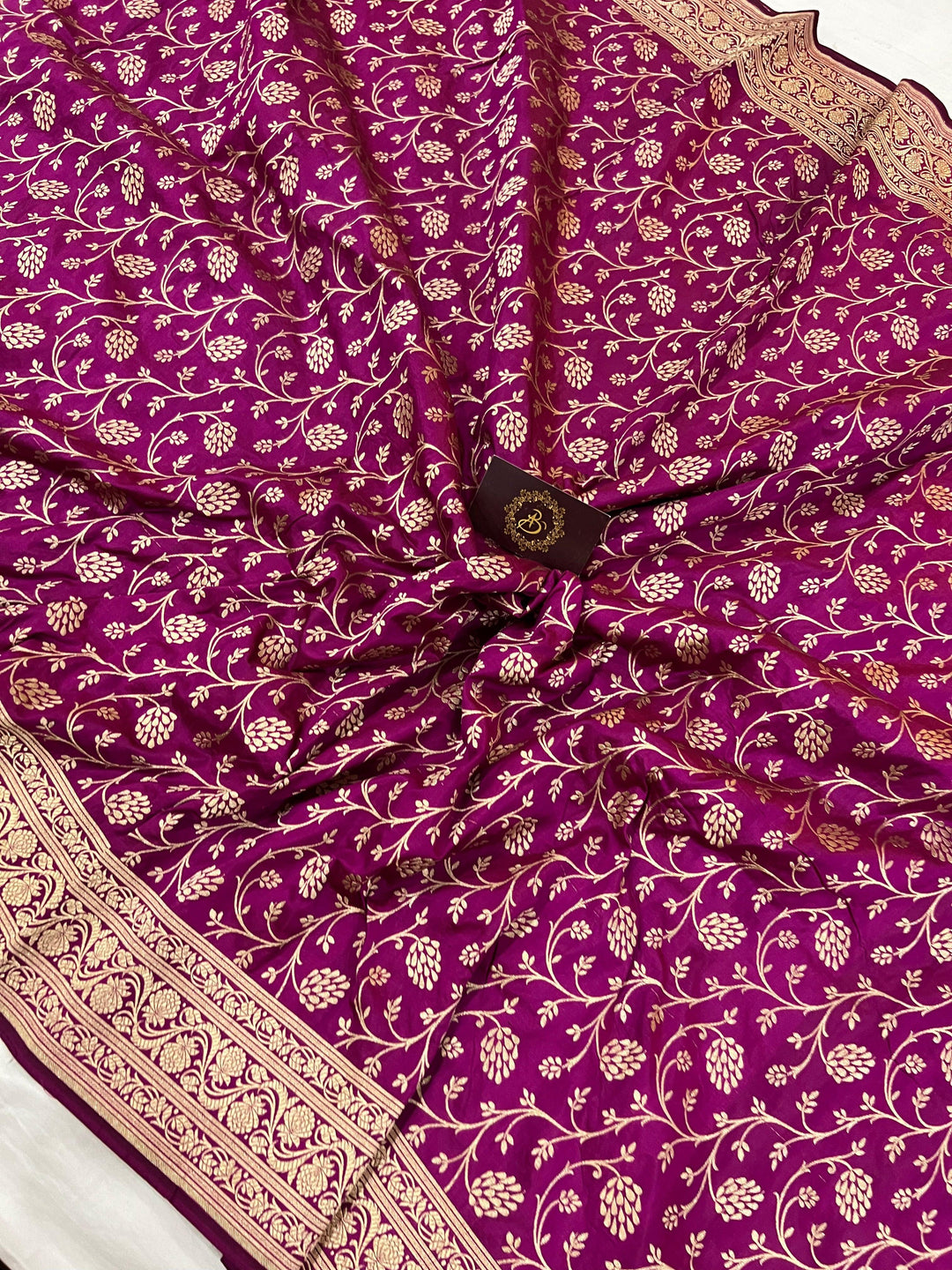 Magenta Pure Banarasi Handloom Katan Silk Saree - Aura Benaras