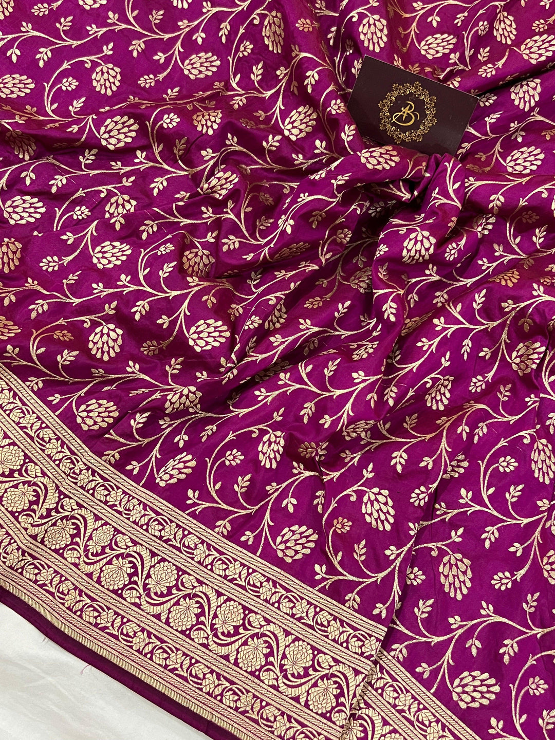 Magenta Pure Banarasi Handloom Katan Silk Saree - Aura Benaras