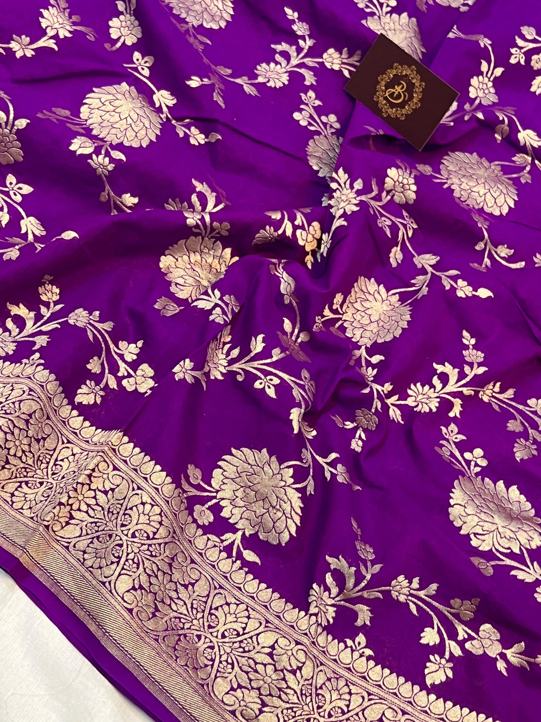 Purple Banarasi Handloom Pure Moonga Georgette Saree - Aura Benaras