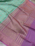 Pastel Sea Green Banarasi Handloom Katan Silk Saree - Aura Benaras