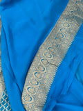 Green Shaded Banarasi Handloom Pure Georgette Silk Saree - Aura Benaras