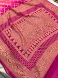 Pink Shaded Banarasi Handloom Pure Georgette Silk Saree - Aura Benaras