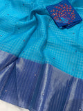 Sky Blue Banarasi Handloom Art Silk Saree