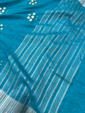 Blue Banarasi Handloom Art Cotton Silk Saree - Aura Benaras