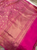 Rani Pink Jaal Pure Banarasi Handlloom Katan Silk Saree