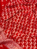 Cherry Red Pure Banarasi Khaddi Crepe Silk Saree - Aura Benaras