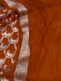 Orange Banarasi Handloom Pure Khaddi Georgette Saree - Aura Benaras