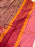 Peach Banarasi Handloom Art Cotton Printed Saree - Aura Benaras Budget saree