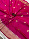 Hot Pink Banarasi Handloom Katan Silk Saree - Aura Benaras