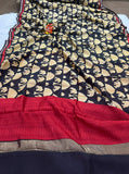 Black Handloom Mul Cotton Printed Saree