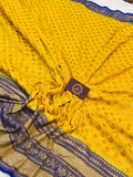 Yellow Banarasi Handloom Pure Georgette Saree - Aura Benaras