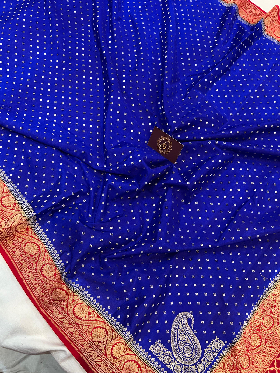 Royal Blue Pure Banarasi Khaddi Crepe Silk Saree - Aura Benaras