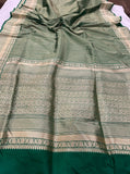 Green Banarasi Handloom Pure Katan Silk Saree - Aura Benaras