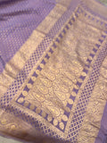 Pastel Lavender Pure Banarasi Khaddi Crepe Silk Saree - Aura Benaras