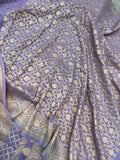 Pastel Lavender Pure Banarasi Khaddi Crepe Silk Saree - Aura Benaras
