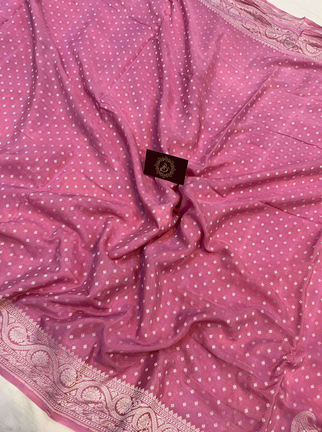 Mauve Pure Banarasi Khaddi Crepe Silk Saree - Aura Benaras