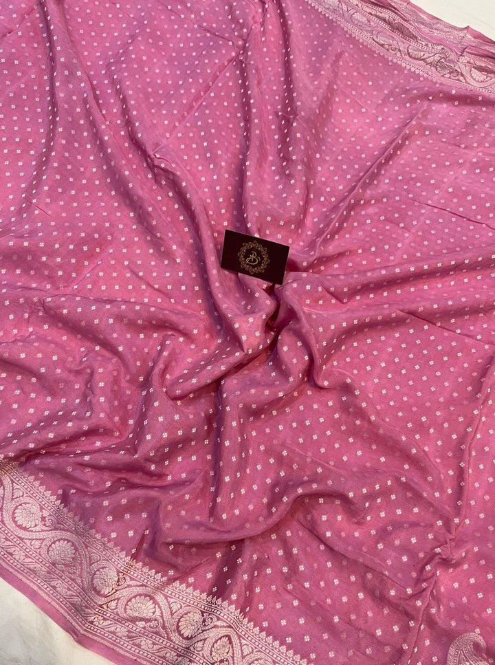 Mauve Pure Banarasi Khaddi Crepe Silk Saree - Aura Benaras