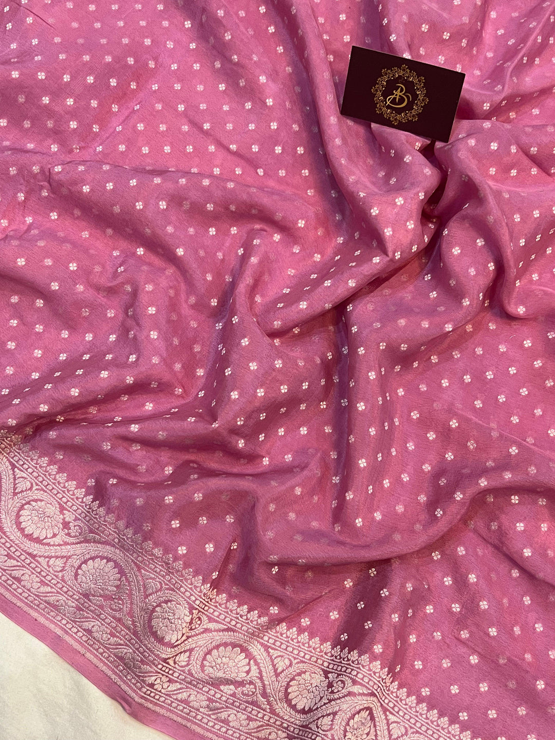 Mauve Pure Banarasi Khaddi Crepe Silk Saree - Aura Benaras