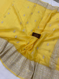 Mango Yellow Banarasi Khaddi Chiffon Georgette Saree - Aura Benaras