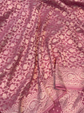 Mauve Pure Banarasi Khaddi Crepe Silk Saree - Aura Benaras