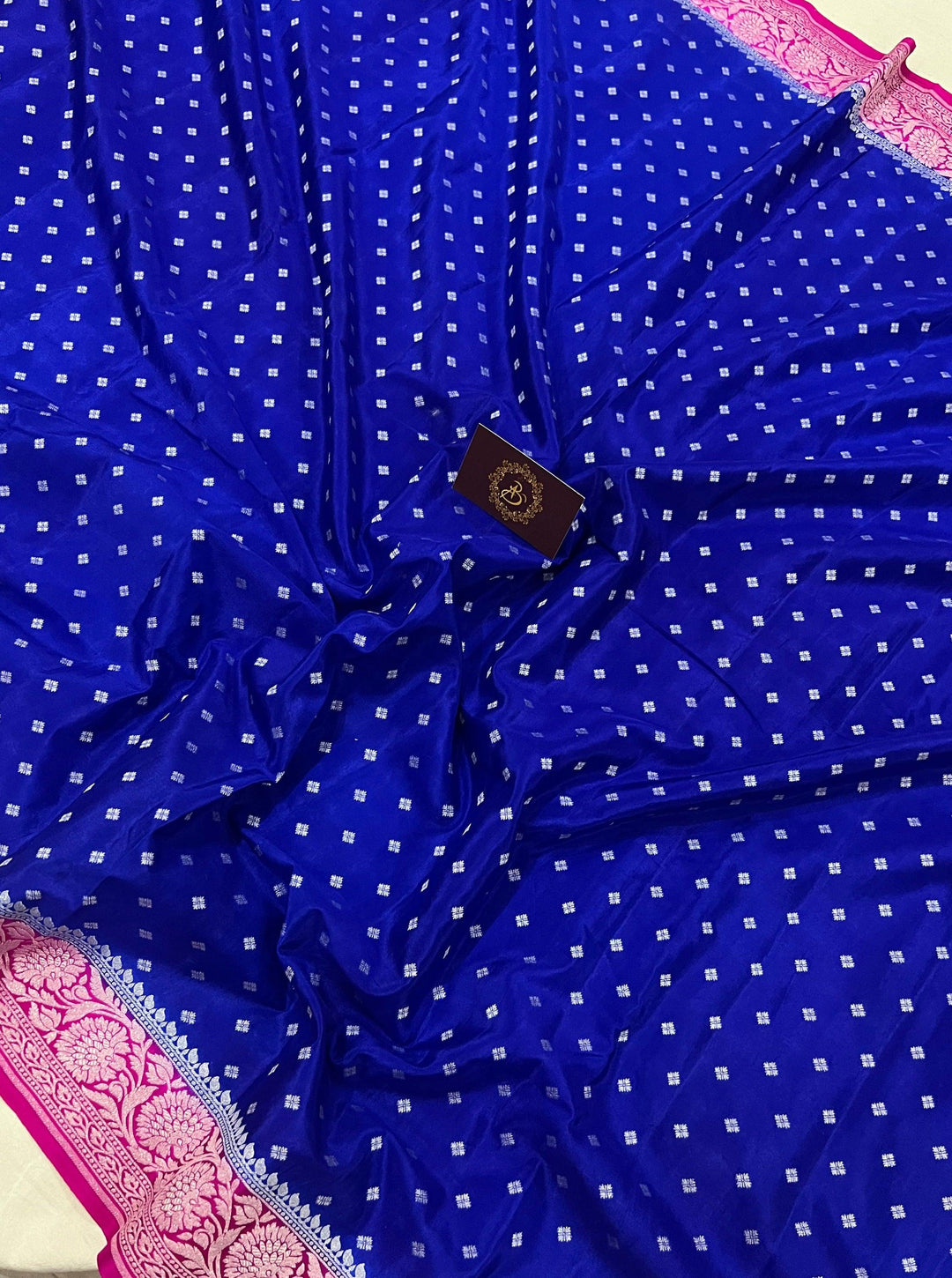 Royal Blue Pure Banarasi Khaddi Crepe Silk Saree - Aura Benaras