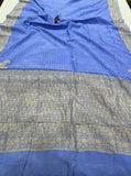 Pastel Blue Pure Banarasi Khaddi Crepe Silk Saree - Aura Benaras