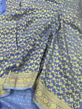 Pastel Blue Pure Banarasi Khaddi Crepe Silk Saree - Aura Benaras