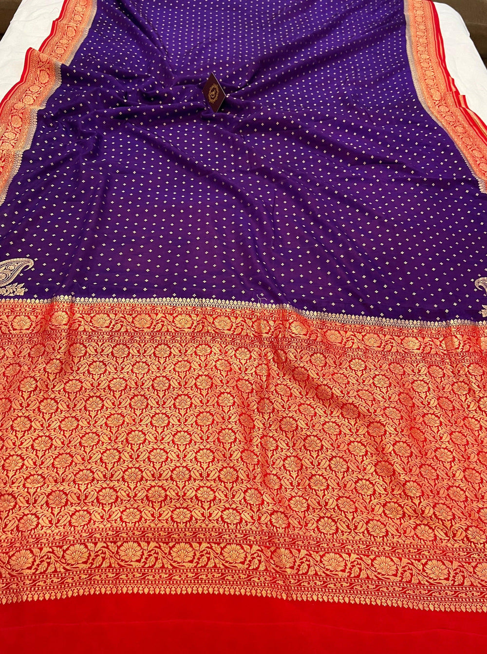 Purple Pure Banarasi Khaddi Crepe Silk Saree - Aura Benaras